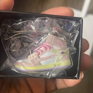 Off white Pink and White Sneaker Keychain